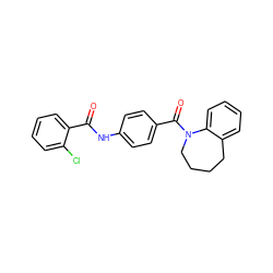 O=C(Nc1ccc(C(=O)N2CCCCc3ccccc32)cc1)c1ccccc1Cl ZINC000013757939