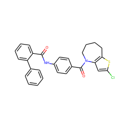 O=C(Nc1ccc(C(=O)N2CCCCc3sc(Cl)cc32)cc1)c1ccccc1-c1ccccc1 ZINC000027757120