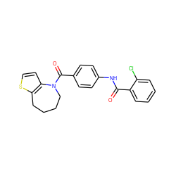 O=C(Nc1ccc(C(=O)N2CCCCc3sccc32)cc1)c1ccccc1Cl ZINC000013532170