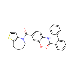 O=C(Nc1ccc(C(=O)N2CCCCc3sccc32)cc1O)c1ccccc1-c1ccccc1 ZINC000013532194