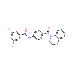 O=C(Nc1ccc(C(=O)N2CCCc3ccccc32)cc1)c1cc(Cl)cc(Cl)c1 ZINC000013757927