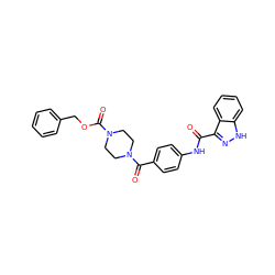 O=C(Nc1ccc(C(=O)N2CCN(C(=O)OCc3ccccc3)CC2)cc1)c1n[nH]c2ccccc12 ZINC000653711517