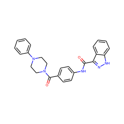 O=C(Nc1ccc(C(=O)N2CCN(c3ccccc3)CC2)cc1)c1n[nH]c2ccccc12 ZINC000653711355