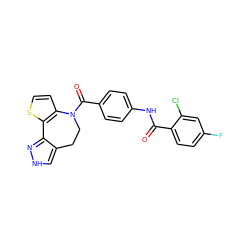 O=C(Nc1ccc(C(=O)N2CCc3c[nH]nc3-c3sccc32)cc1)c1ccc(F)cc1Cl ZINC000000838590