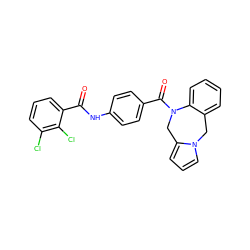 O=C(Nc1ccc(C(=O)N2Cc3cccn3Cc3ccccc32)cc1)c1cccc(Cl)c1Cl ZINC000013534551