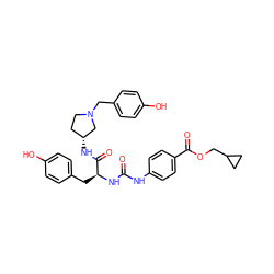 O=C(Nc1ccc(C(=O)OCC2CC2)cc1)N[C@@H](Cc1ccc(O)cc1)C(=O)N[C@@H]1CCN(Cc2ccc(O)cc2)C1 ZINC000044307911