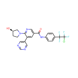 O=C(Nc1ccc(C(F)(F)C(F)(F)Cl)cc1)c1cnc(N2CC[C@@H](O)C2)c(-c2cncnc2)c1 ZINC001772641740