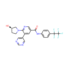 O=C(Nc1ccc(C(F)(F)C(F)(F)F)cc1)c1cnc(N2CC[C@@H](O)C2)c(-c2cncnc2)c1 ZINC001772586766