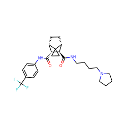 O=C(Nc1ccc(C(F)(F)F)cc1)[C@@H]1[C@@H]2CC[C@H]([C@H]1C(=O)NCCCCN1CCCC1)C21CC1 ZINC000653753028