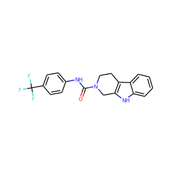 O=C(Nc1ccc(C(F)(F)F)cc1)N1CCc2c([nH]c3ccccc23)C1 ZINC000095596527