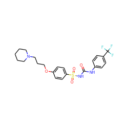 O=C(Nc1ccc(C(F)(F)F)cc1)NS(=O)(=O)c1ccc(OCCCN2CCCCC2)cc1 ZINC000084633975