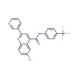 O=C(Nc1ccc(C(F)(F)F)cc1)c1cc(-c2cccnc2)nc2ccc(Br)cc12 ZINC000002867664