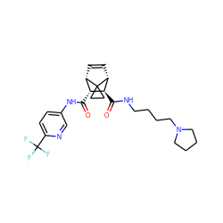 O=C(Nc1ccc(C(F)(F)F)nc1)[C@@H]1[C@@H]2C=C[C@H]([C@H]1C(=O)NCCCCN1CCCC1)C21CC1 ZINC000168530851