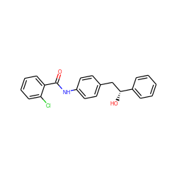 O=C(Nc1ccc(C[C@@H](O)c2ccccc2)cc1)c1ccccc1Cl ZINC000072182624