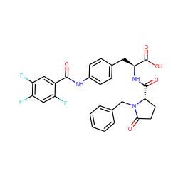 O=C(Nc1ccc(C[C@H](NC(=O)[C@@H]2CCC(=O)N2Cc2ccccc2)C(=O)O)cc1)c1cc(F)c(F)cc1F ZINC000027764601