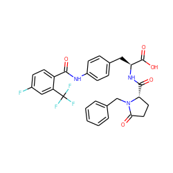 O=C(Nc1ccc(C[C@H](NC(=O)[C@@H]2CCC(=O)N2Cc2ccccc2)C(=O)O)cc1)c1ccc(F)cc1C(F)(F)F ZINC000027854486