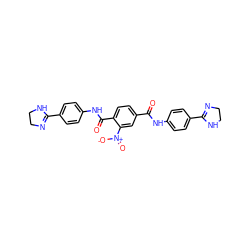 O=C(Nc1ccc(C2=NCCN2)cc1)c1ccc(C(=O)Nc2ccc(C3=NCCN3)cc2)c([N+](=O)[O-])c1 ZINC000001668429