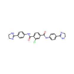 O=C(Nc1ccc(C2=NCCN2)cc1)c1ccc(C(=O)Nc2ccc(C3=NCCN3)cc2)c(Cl)c1 ZINC000000538110