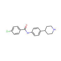 O=C(Nc1ccc(C2CCNCC2)cc1)c1ccc(Cl)cc1 ZINC000117720157