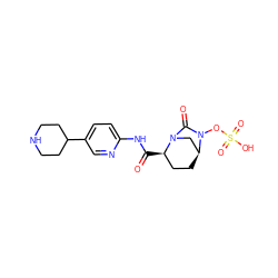 O=C(Nc1ccc(C2CCNCC2)cn1)[C@@H]1CC[C@H]2CN1C(=O)N2OS(=O)(=O)O ZINC000096168681