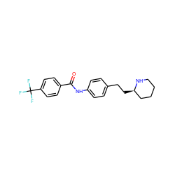 O=C(Nc1ccc(CC[C@@H]2CCCCN2)cc1)c1ccc(C(F)(F)F)cc1 ZINC000117728884