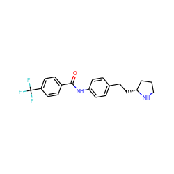 O=C(Nc1ccc(CC[C@@H]2CCCN2)cc1)c1ccc(C(F)(F)F)cc1 ZINC000117718865