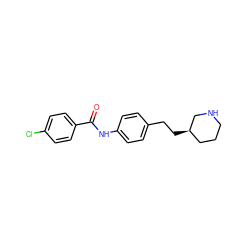 O=C(Nc1ccc(CC[C@@H]2CCCNC2)cc1)c1ccc(Cl)cc1 ZINC000117718204