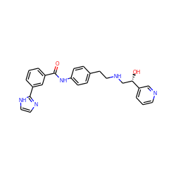 O=C(Nc1ccc(CCNC[C@H](O)c2cccnc2)cc1)c1cccc(-c2ncc[nH]2)c1 ZINC000049013872