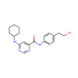 O=C(Nc1ccc(CCO)cc1)c1cc(NC2CCCCC2)ncn1 ZINC000049055021