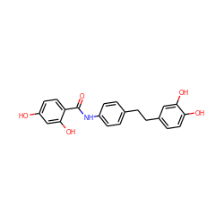 O=C(Nc1ccc(CCc2ccc(O)c(O)c2)cc1)c1ccc(O)cc1O ZINC000028087949