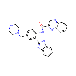 O=C(Nc1ccc(CN2CCNCC2)cc1-c1nc2ccccc2[nH]1)c1cnc2ccccc2n1 ZINC000040409453