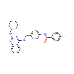 O=C(Nc1ccc(CNc2nc(NC3CCCCC3)nc3ccccc23)cc1)c1ccc(F)cc1 ZINC000146355168