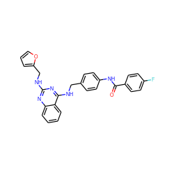 O=C(Nc1ccc(CNc2nc(NCc3ccco3)nc3ccccc23)cc1)c1ccc(F)cc1 ZINC000143799177