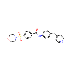 O=C(Nc1ccc(Cc2ccncc2)cc1)c1ccc(S(=O)(=O)N2CCOCC2)cc1 ZINC000001080729