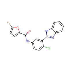 O=C(Nc1ccc(Cl)c(-c2nc3ccccc3[nH]2)c1)c1ccc(Br)o1 ZINC000022108979