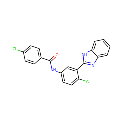 O=C(Nc1ccc(Cl)c(-c2nc3ccccc3[nH]2)c1)c1ccc(Cl)cc1 ZINC000045245061