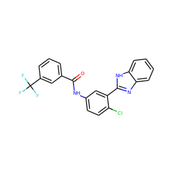 O=C(Nc1ccc(Cl)c(-c2nc3ccccc3[nH]2)c1)c1cccc(C(F)(F)F)c1 ZINC000045253612