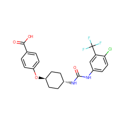 O=C(Nc1ccc(Cl)c(C(F)(F)F)c1)N[C@H]1CC[C@H](Oc2ccc(C(=O)O)cc2)CC1 ZINC000261186659