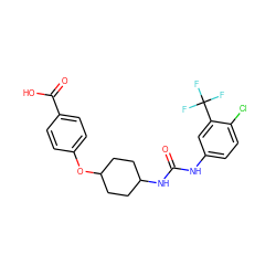 O=C(Nc1ccc(Cl)c(C(F)(F)F)c1)NC1CCC(Oc2ccc(C(=O)O)cc2)CC1 ZINC000096272362