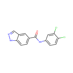 O=C(Nc1ccc(Cl)c(Cl)c1)c1ccc2[nH]ncc2c1 ZINC000144819600