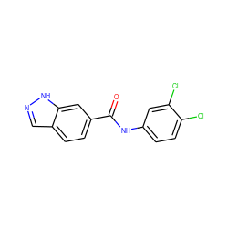 O=C(Nc1ccc(Cl)c(Cl)c1)c1ccc2cn[nH]c2c1 ZINC000060393741