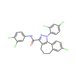 O=C(Nc1ccc(Cl)c(Cl)c1)c1nn(-c2ccc(Cl)cc2Cl)c2c1CCCc1cc(Cl)ccc1-2 ZINC000028639261