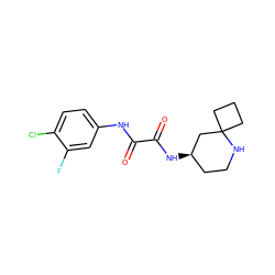 O=C(Nc1ccc(Cl)c(F)c1)C(=O)N[C@@H]1CCNC2(CCC2)C1 ZINC000052913599