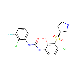 O=C(Nc1ccc(Cl)c(S(=O)(=O)[C@H]2CCNC2)c1O)Nc1cccc(F)c1Cl ZINC000115478765