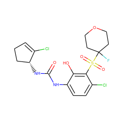 O=C(Nc1ccc(Cl)c(S(=O)(=O)C2(F)CCOCC2)c1O)N[C@@H]1CCC=C1Cl ZINC001772571960