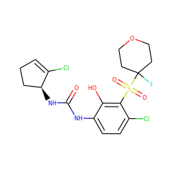 O=C(Nc1ccc(Cl)c(S(=O)(=O)C2(F)CCOCC2)c1O)N[C@H]1CCC=C1Cl ZINC001772640960