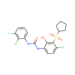 O=C(Nc1ccc(Cl)c(S(=O)(=O)C2CCCC2)c1O)Nc1cccc(F)c1Cl ZINC000200497710