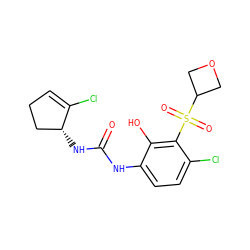 O=C(Nc1ccc(Cl)c(S(=O)(=O)C2COC2)c1O)N[C@@H]1CCC=C1Cl ZINC001772640795