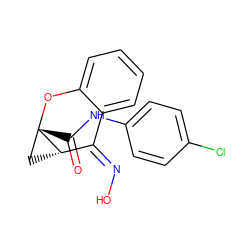 O=C(Nc1ccc(Cl)cc1)[C@]12C[C@H]1/C(=N\O)c1ccccc1O2 ZINC000066260004