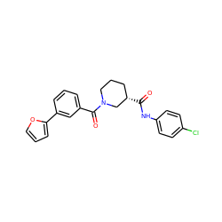 O=C(Nc1ccc(Cl)cc1)[C@H]1CCCN(C(=O)c2cccc(-c3ccco3)c2)C1 ZINC000096272142